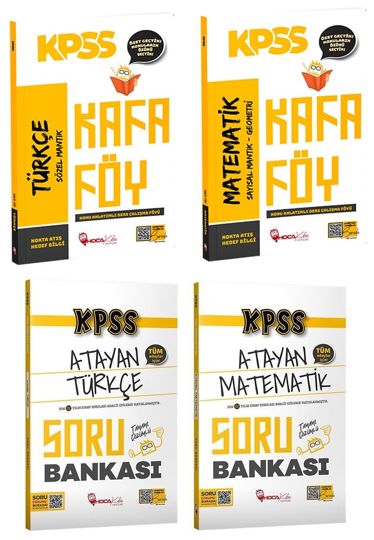 Hoca Kafası KPSS Türkçe+Matematik Kafa Föy Konu + Atayan Soru Bankası 4 lü Set Hoca Kafası Yayınları
