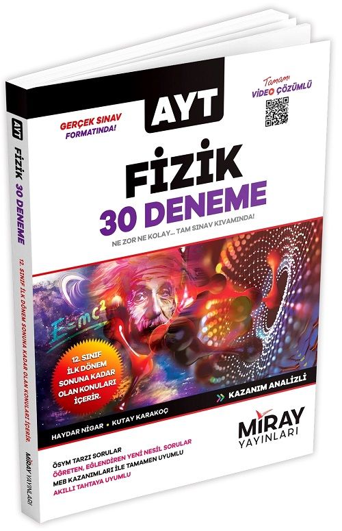 Miray 2023 YKS AYT Fizik 30 Deneme Video Çözümlü Miray Yayınları
