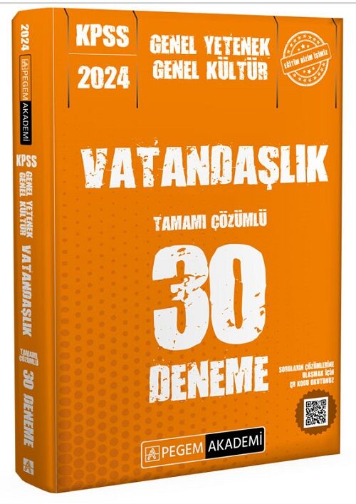 Pegem 2024 KPSS Vatandaşlık 30 Deneme Çözümlü Pegem Akademi Yayınları