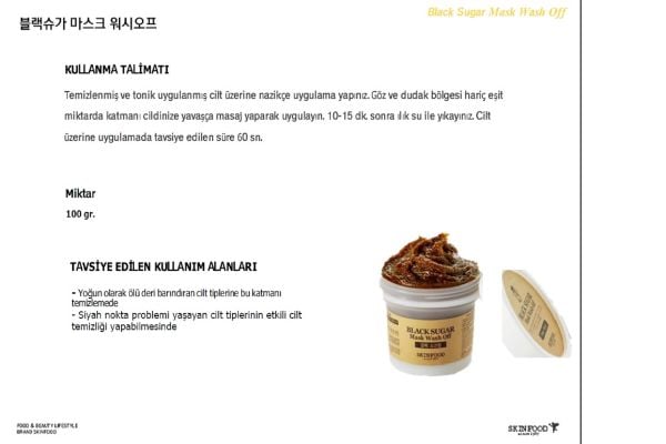 Skinfood Black Sugar Çok Kullanımlık Yenileyici Yüz Maskesi 100G