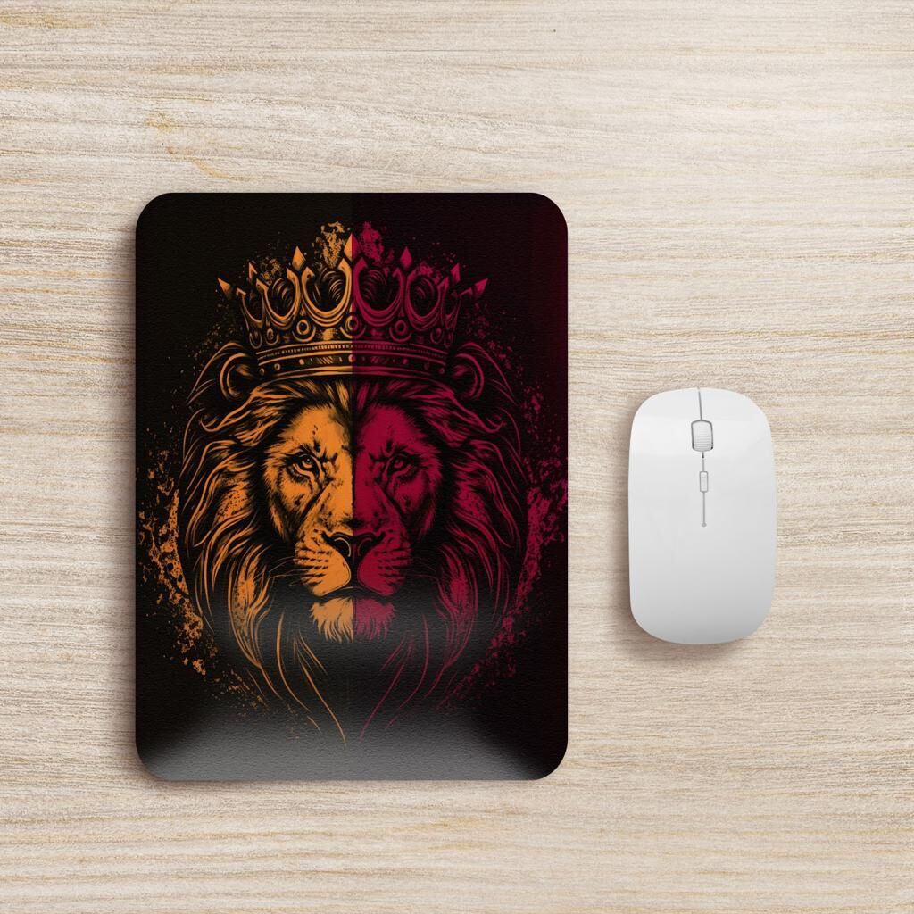 Aslan Sarı Kırmızı Tasarım Baskılı Ortopedik Mouse Pad