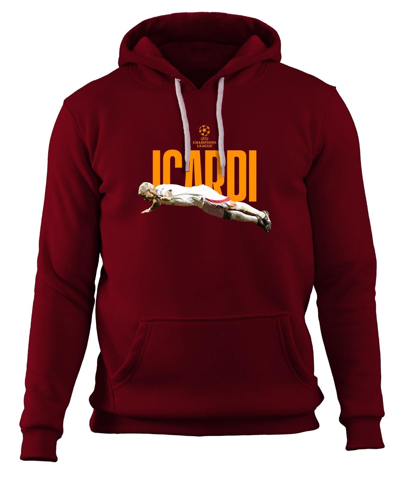 Şampiyonlar Ligi Özel Mauro Icardi 'Fly' Kapüşonlu Sweatshirt Bordo - S