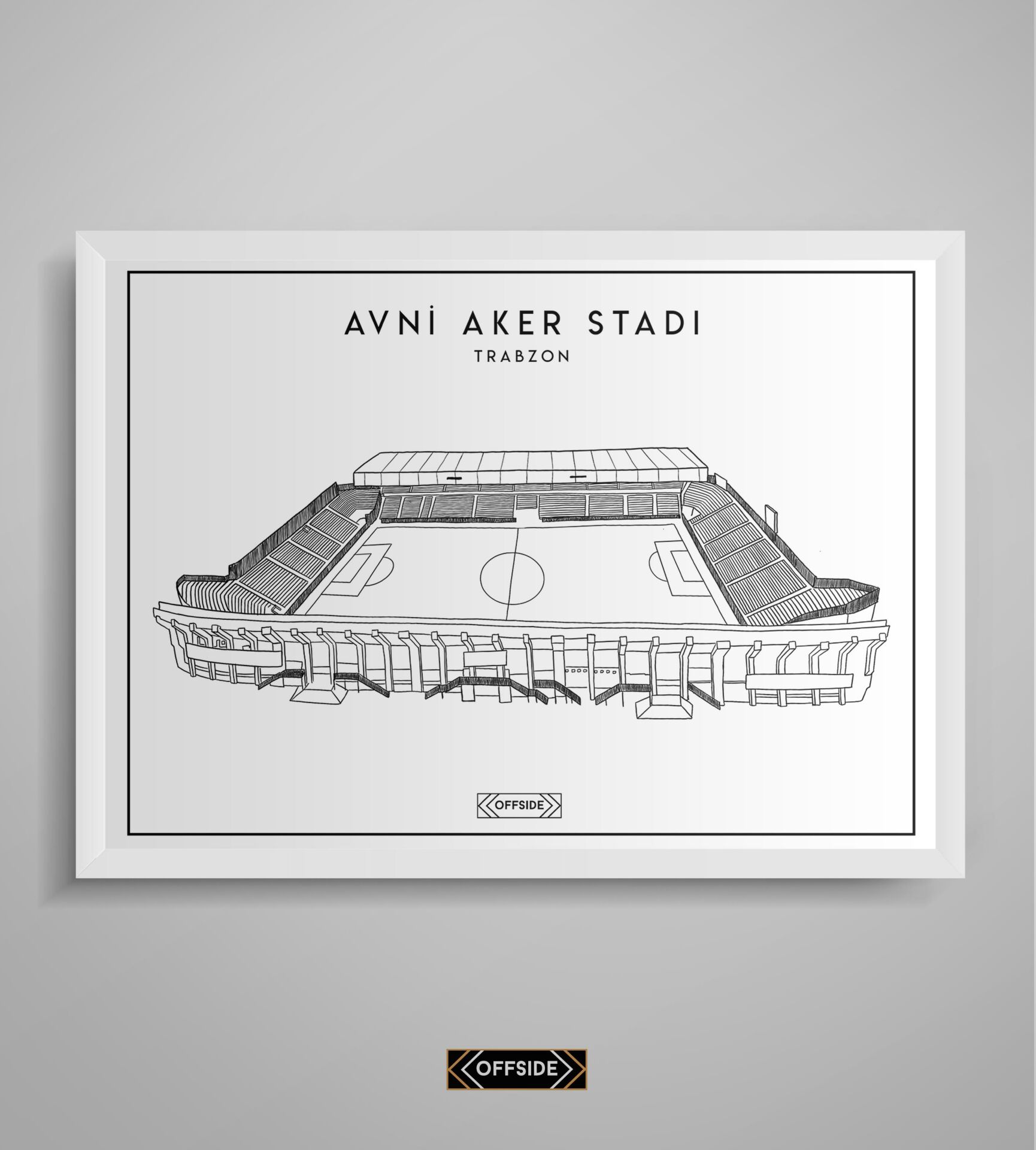 Avni Aker Stad Çizim Posteri Beyaz Çerçeve