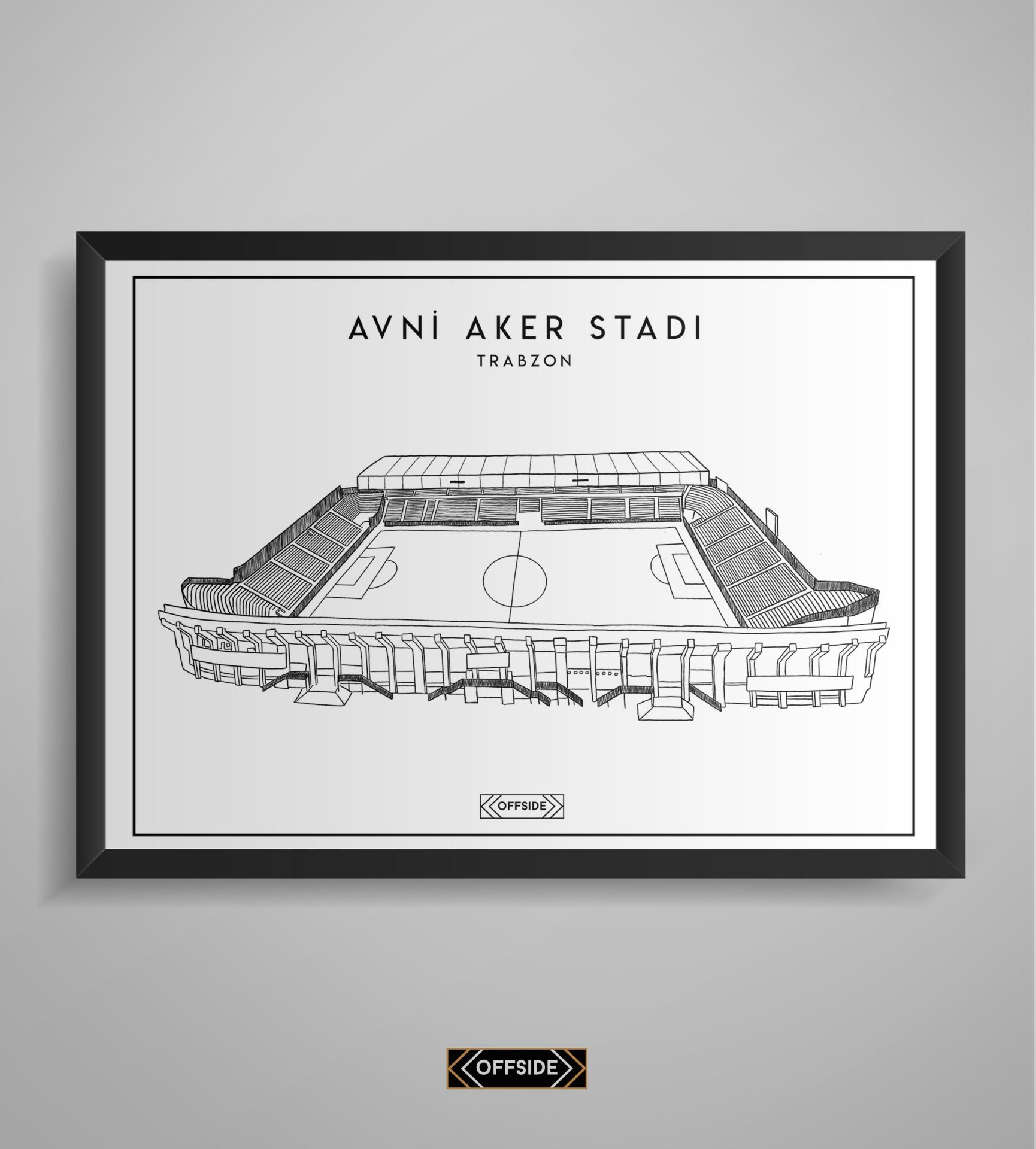 Avni Aker Stad Çizim Posteri Siyah Çerçeve