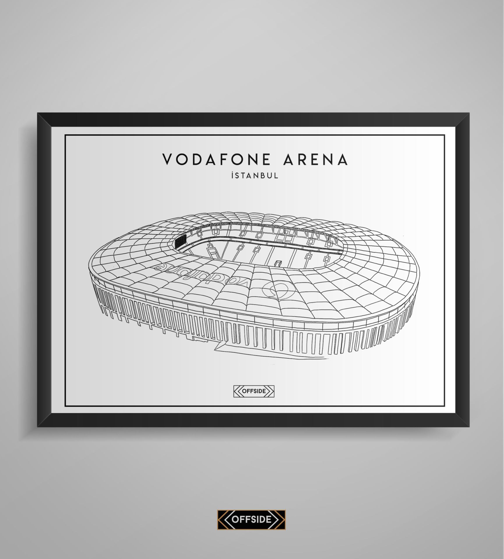 Vodafone Park Stad Çizim Posteri Siyah Çerçeve