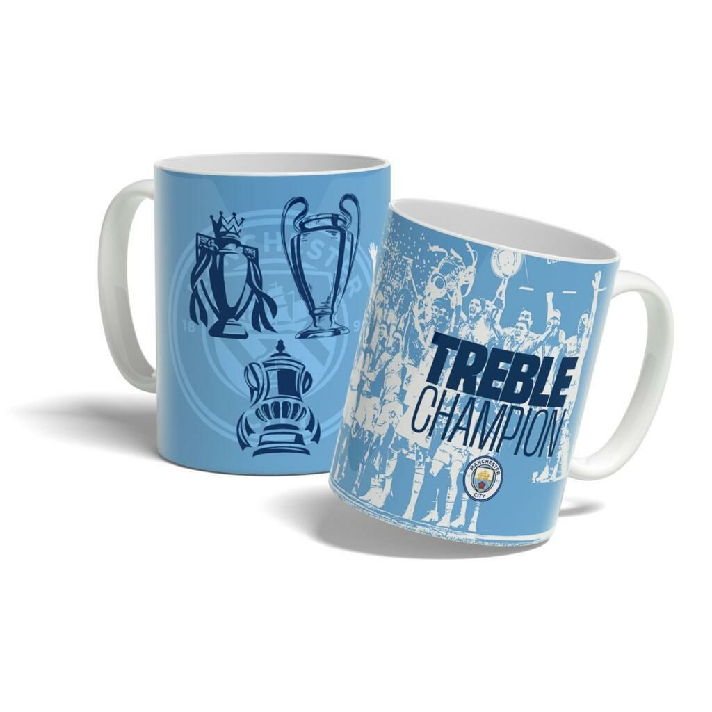 Manchester City Treble Champion Turkuaz Renk Baskılı Kupa Bardak