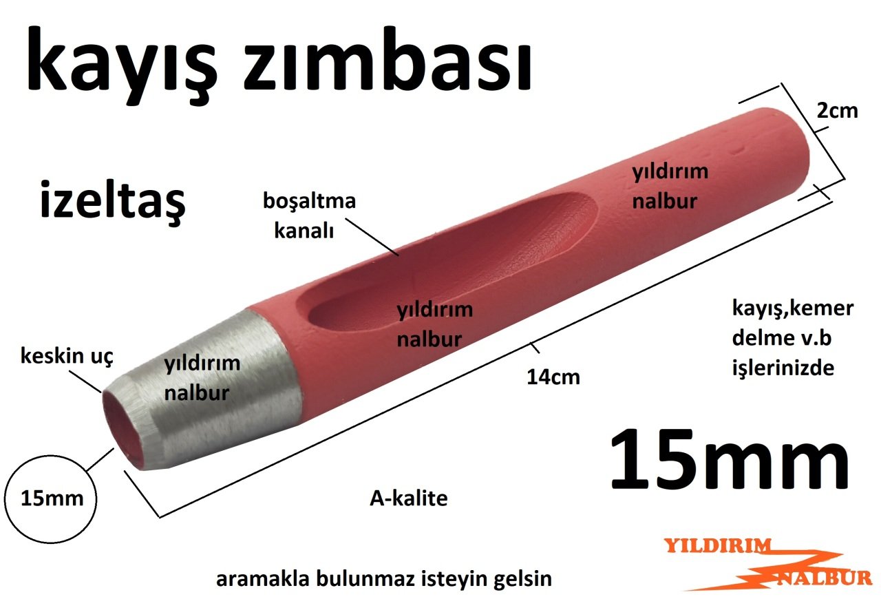 KAYIŞ ZIMBASI 15MM KEMER DELME DERİ DELME ÇİVİSİ ÇELİK DELİK AÇMA DELME APARATI 1.KALİTE