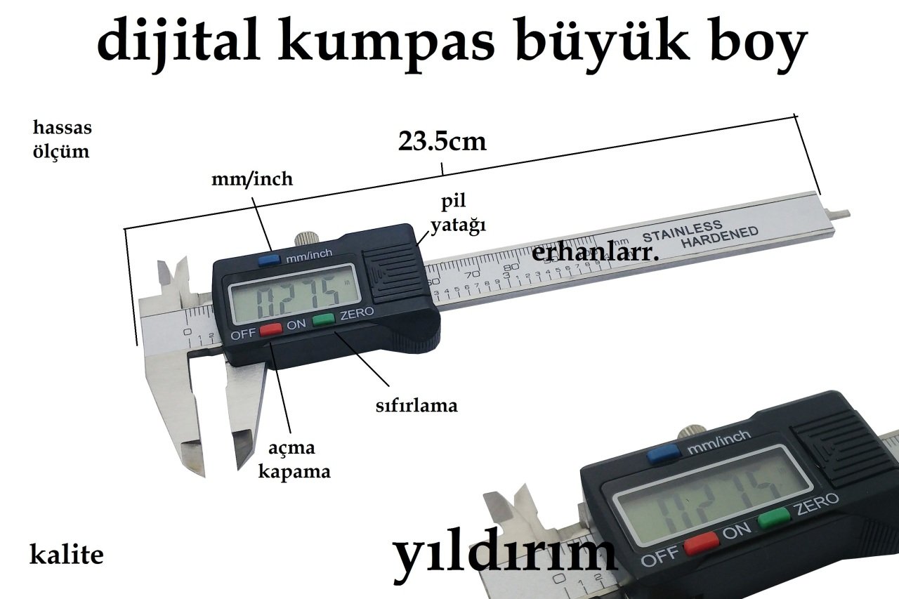 KUMPAS DİJİTAL ÖLÇÜ ALETİ HASSAS ÖLÇÜ METRE BÜYÜK BOY KALİTE