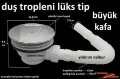 LÜKS DUŞ TEKNESİ SİFONU KAPAK BÜYÜK KAFA DUBLE BOY LÜKS KROM PLASTİK KAPAK KÜVET SİFON KAPAĞI