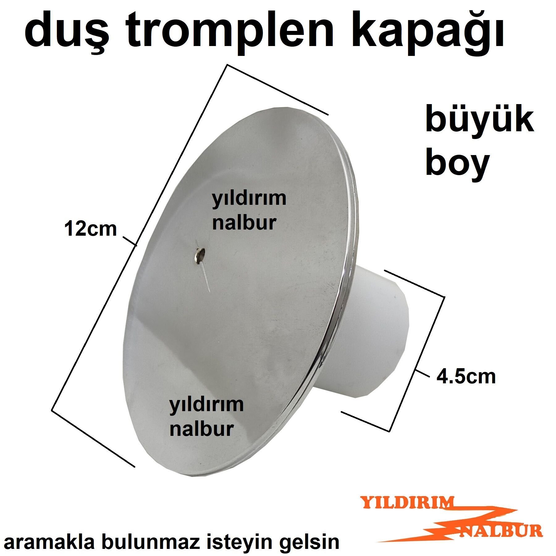 LÜKS DUŞ TEKNESİ SİFONU KAPAK BÜYÜK KAFA DUBLE BOY LÜKS KROM PLASTİK KAPAK KÜVET SİFON KAPAĞI