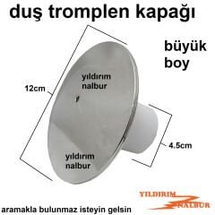 LÜKS DUŞ TEKNESİ SİFONU KAPAK BÜYÜK KAFA DUBLE BOY LÜKS KROM PLASTİK KAPAK KÜVET SİFON KAPAĞI