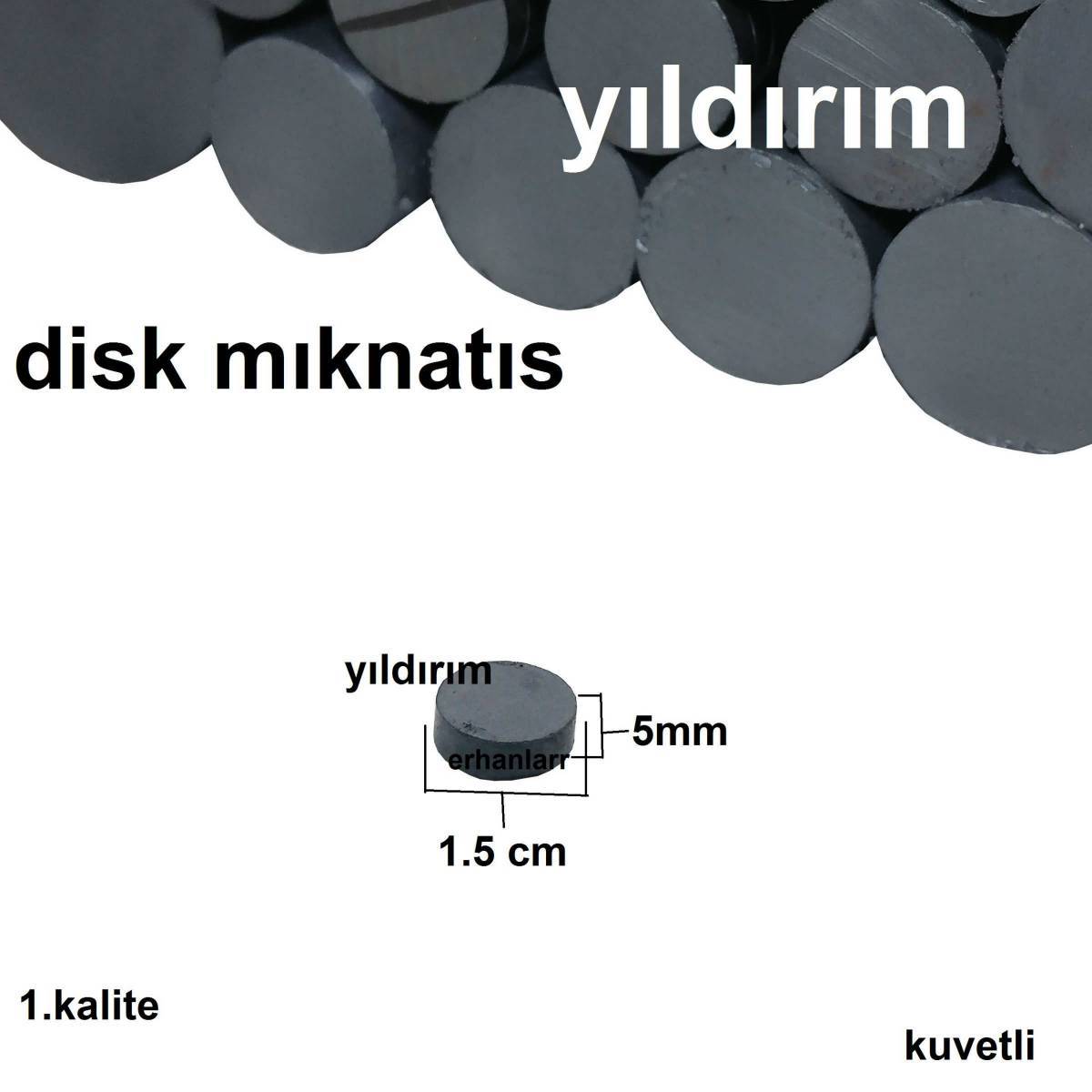 MIKNATIS SİYAH YUVARLAK YASSI DİSK MIKLATIS 15X5 MİNİK DENEY