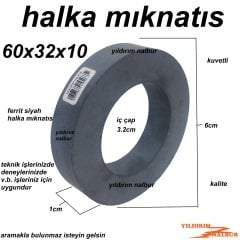 MIKNATIS HALKA SİYAH 60X32X10 YUVARLAK MIKLATIS KALİTE DAİRE 6CM