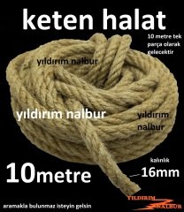 KETEN HALAT 16MM DUBLE KALINLIK 10 METRE KAPKALIN HALAT GENİŞ KALIN KENDİR JÜT HALAT