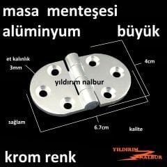 ALÜMİNYUM MENTEŞE BÜYÜK YAPRAK MENTEŞE METALİK GRİ MASA MENTEŞE