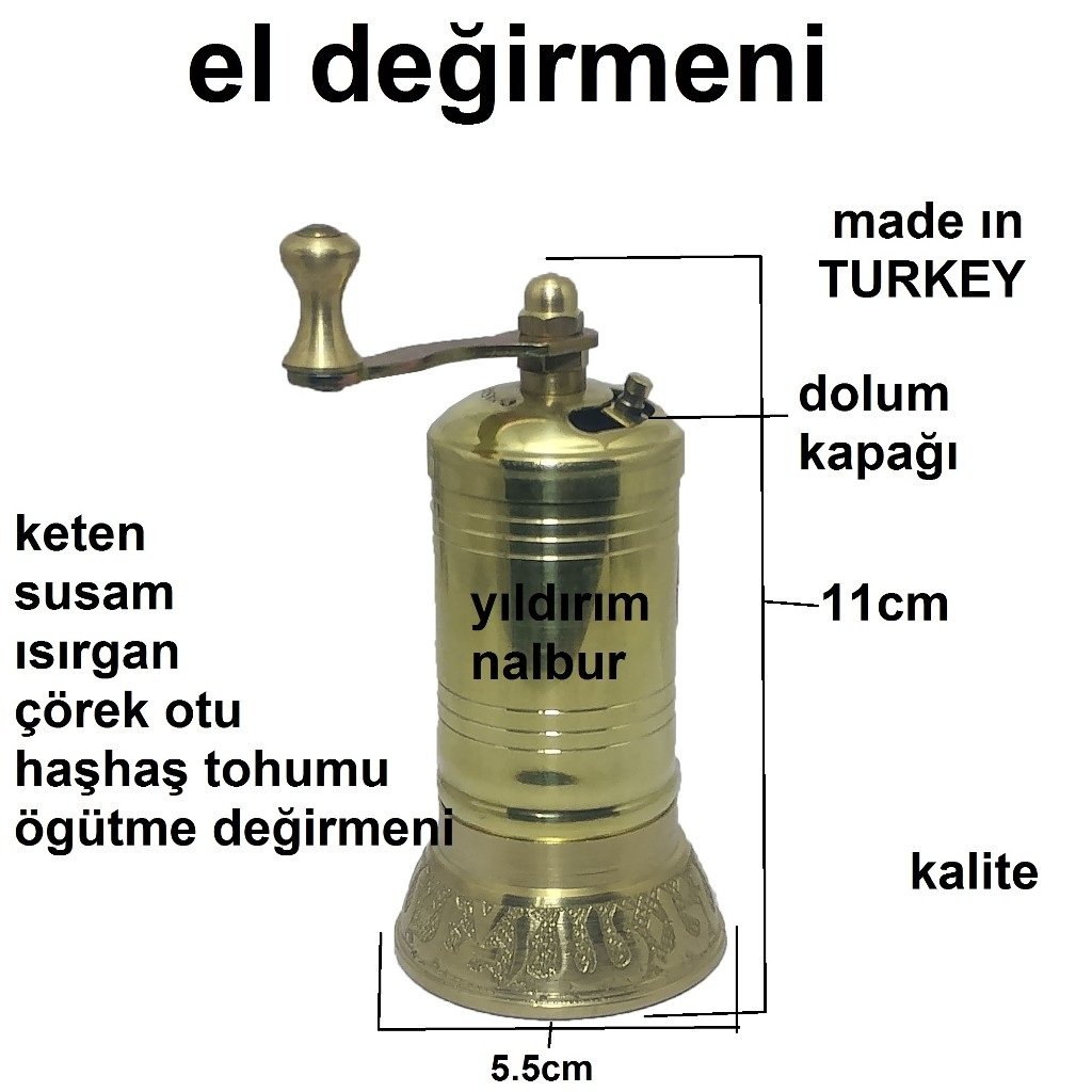 EL DEĞİRMENİ KAHVE KETEN SUSAM ISIRGAN ÇÖREK OTU HAŞHAŞ TOHUMU ÖĞÜTME DEĞİRMENİ