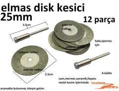 ELMAS DİSK KESİCİ 25MM KÜÇÜK BOY CAM FAYANS KESİCİ TAŞLAMA HOBİ KESME SERAMİK METAL