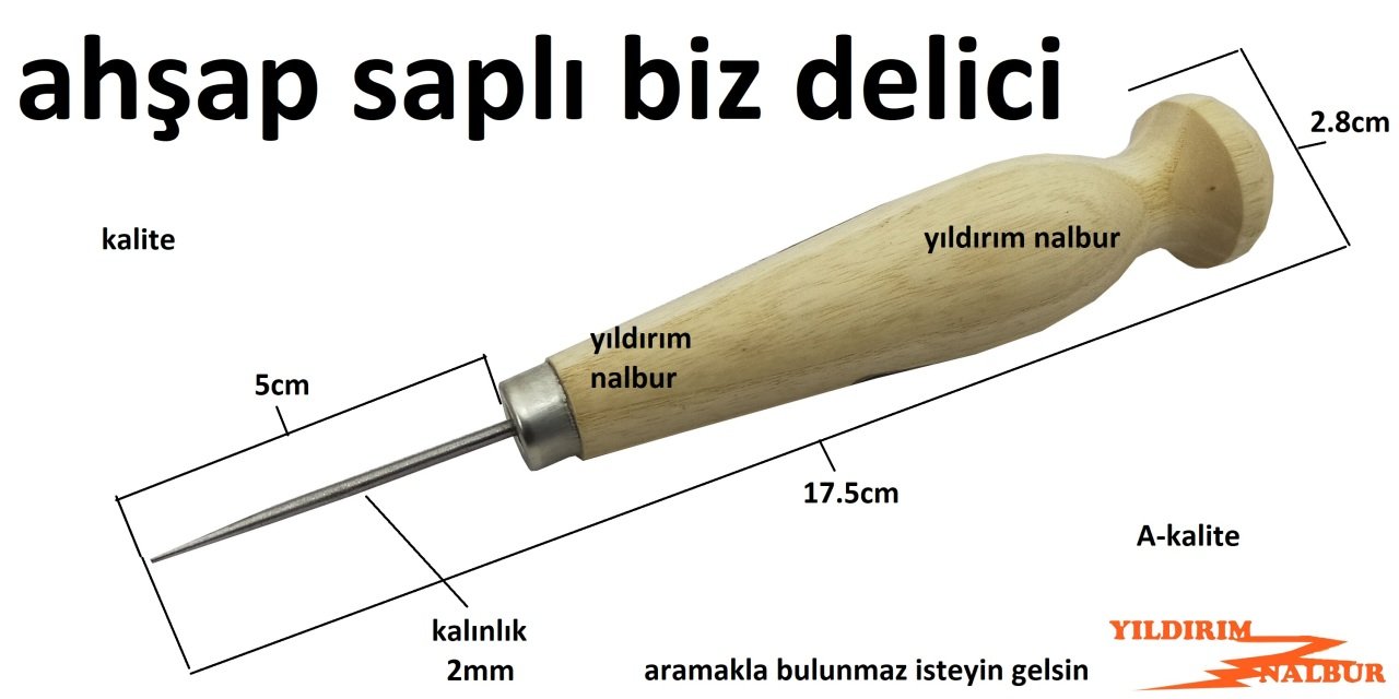 ÇUVALDIZ BİZ AHŞAP SAPLI DERİ DELME KEMER DELME İĞNESİ KUNDURA BİZ İĞNE