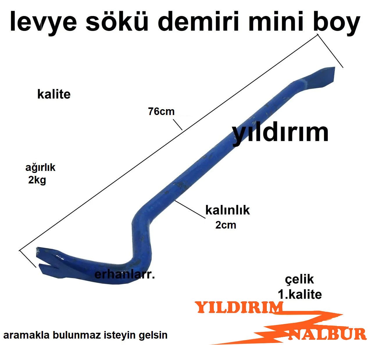 76 CM MANİVELA SÖKÜ DEMİRİ KANCASI 2 KG 1.KALİTE ÇELİK MANİLA