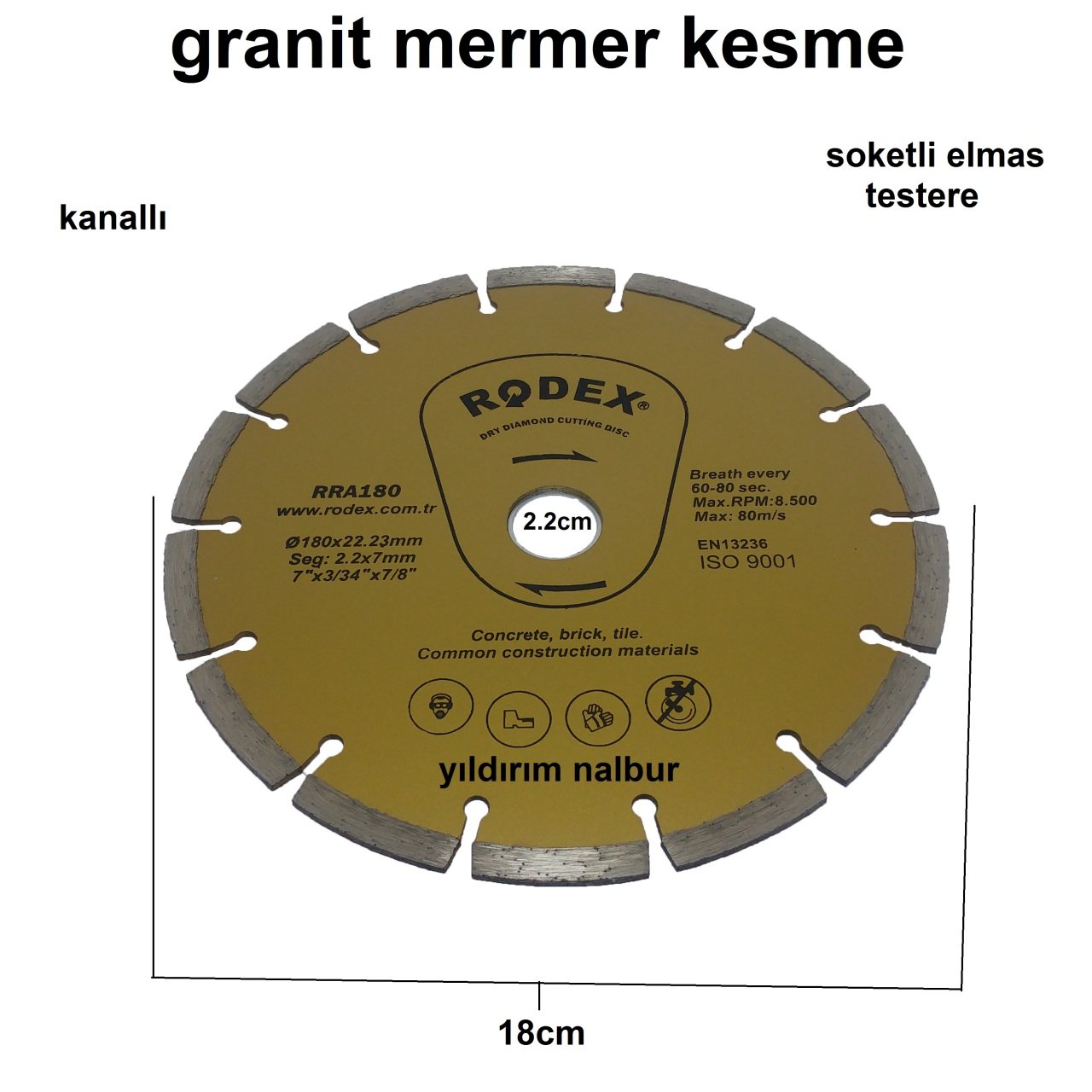 GRANİT KESME 180 FAYANS KESME MERMER KESME SOKETLİ ELMAS