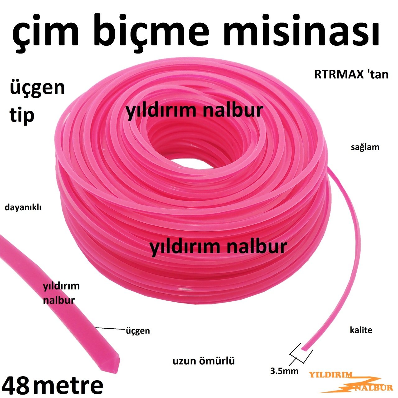 ÇİM BİÇME 3.5MM ÜÇGEN KÖŞELİ MİSİNASI OT BİÇME MİSİNA TIRPAN