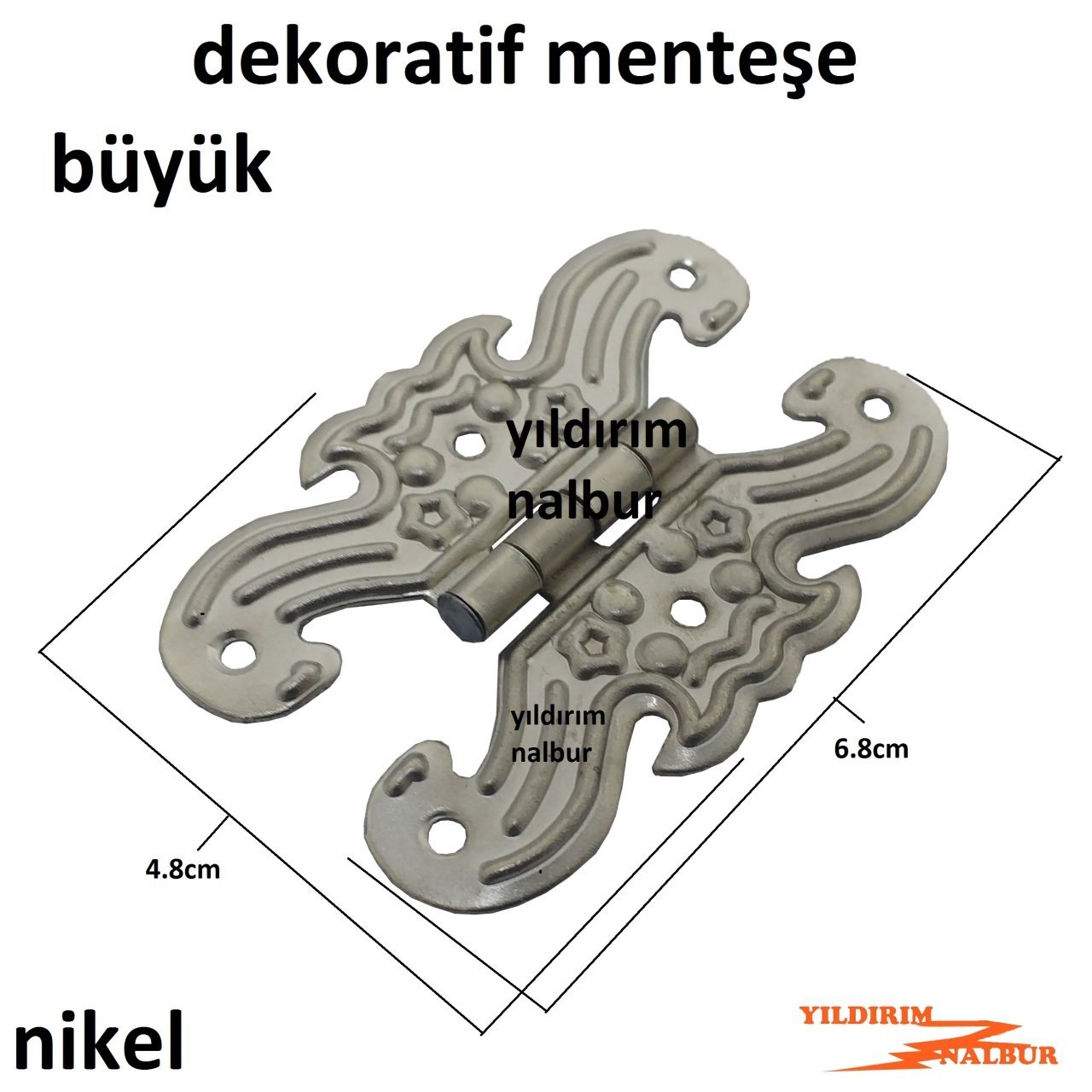 NİKEL METALİK DEKORATİF BÜYÜK MENTEŞE YAPRAK MENTEŞE KUTU DOLAP MENTEŞE