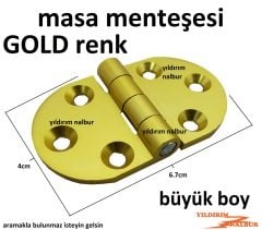 MASA MENTEŞESİ KAPI MENTEŞE SARI BÜYÜK BOY GOLD ALTIN RENK MENTEŞE ETLİ