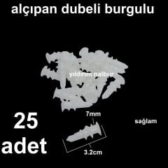 ALÇIPAN DUBELİ BURGULU 25 ADET BURGULU PLASTİK DUBEL