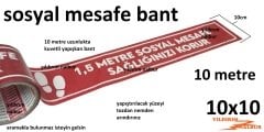 SOSYAL MESAFE BANT ŞERİT KORUMA BANTI KIRMIZI 10 METRE