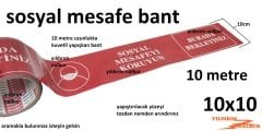 SOSYAL MESAFE BANT ŞERİT KORUMA BANTI KIRMIZI 10 METRE SAĞLIK BANTI 10CM İKAZ BANTI