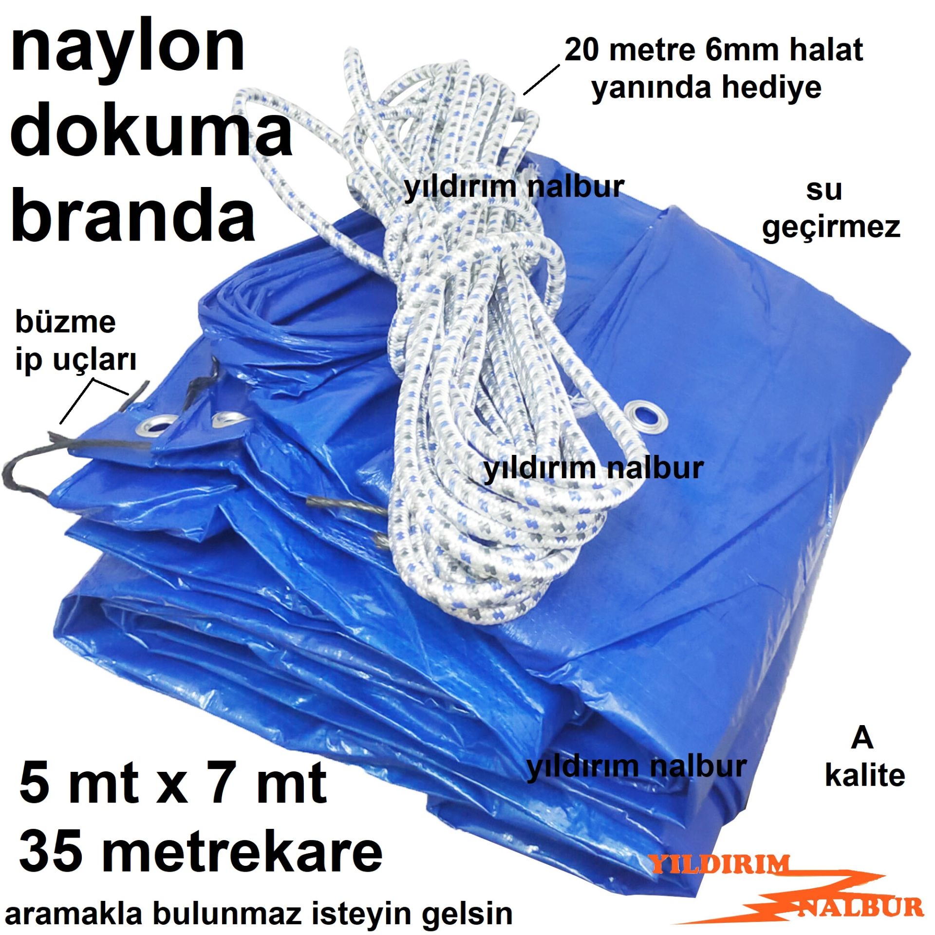 35 METRE NAYLON DOKUMA BRANDA ÇADIR BRANDA 20 MT HALAT HEDİYE