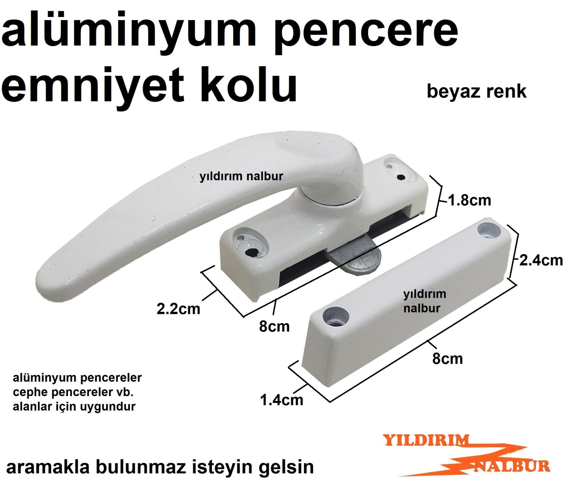 ALÜMİNYUM PENCERE EMNİYET KAPI KOLU BEYAZ RENK CEPHE PENCERE KOL ALÜMİNYUM