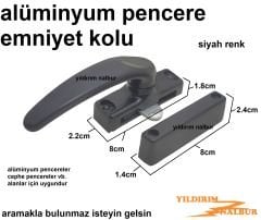 ALÜMİNYUM PENCERE EMNİYET KAPI KOLU SİYAH RENK CEPHE PENCERE KOL ALÜMİNYUM