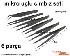 MİKRO UÇLU CIMBIZ SETİ 6 PARÇA CIMBIZ TAKIMI EĞRİ CIMBIZ KANCA CIMBIZ DÜZ CIMBIZ