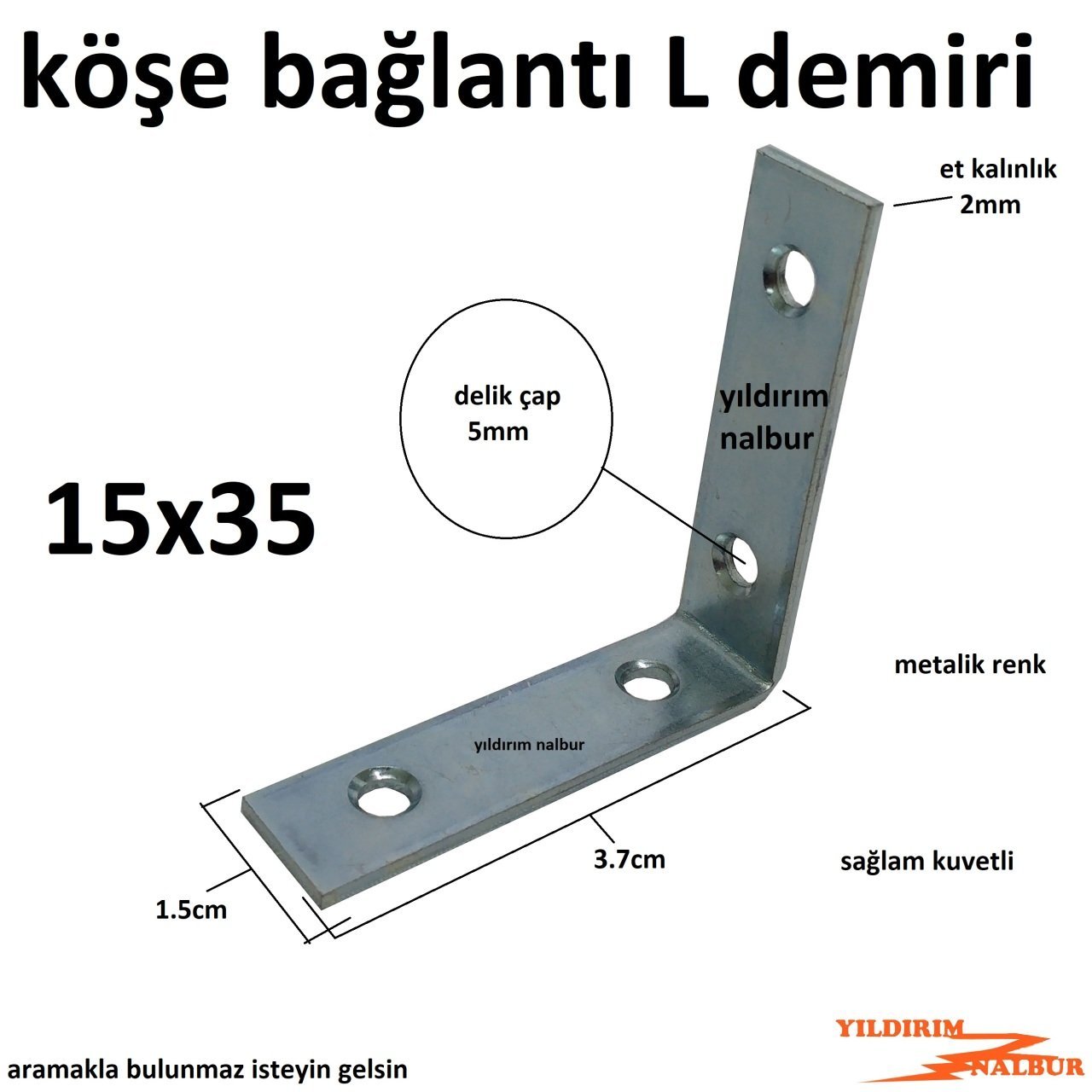 MASA GÖNYESİ 15x35 L KÖŞEBENT MOBİLYA BAĞLANTI 4 DELİKLİ ORTA BOY