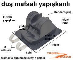 DUŞ MAFSALI YAPIŞKANLI LİF ASKILI FİSKİYE OTURAĞI BANYO EL DUŞU SEHPASI PLASTİK SİYAH