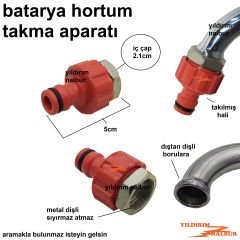 BATARYA HORTUM BAĞLAMA APARATI METAL DİŞ İÇ DİŞ MUSLUK HORTUM TAKMA UCU