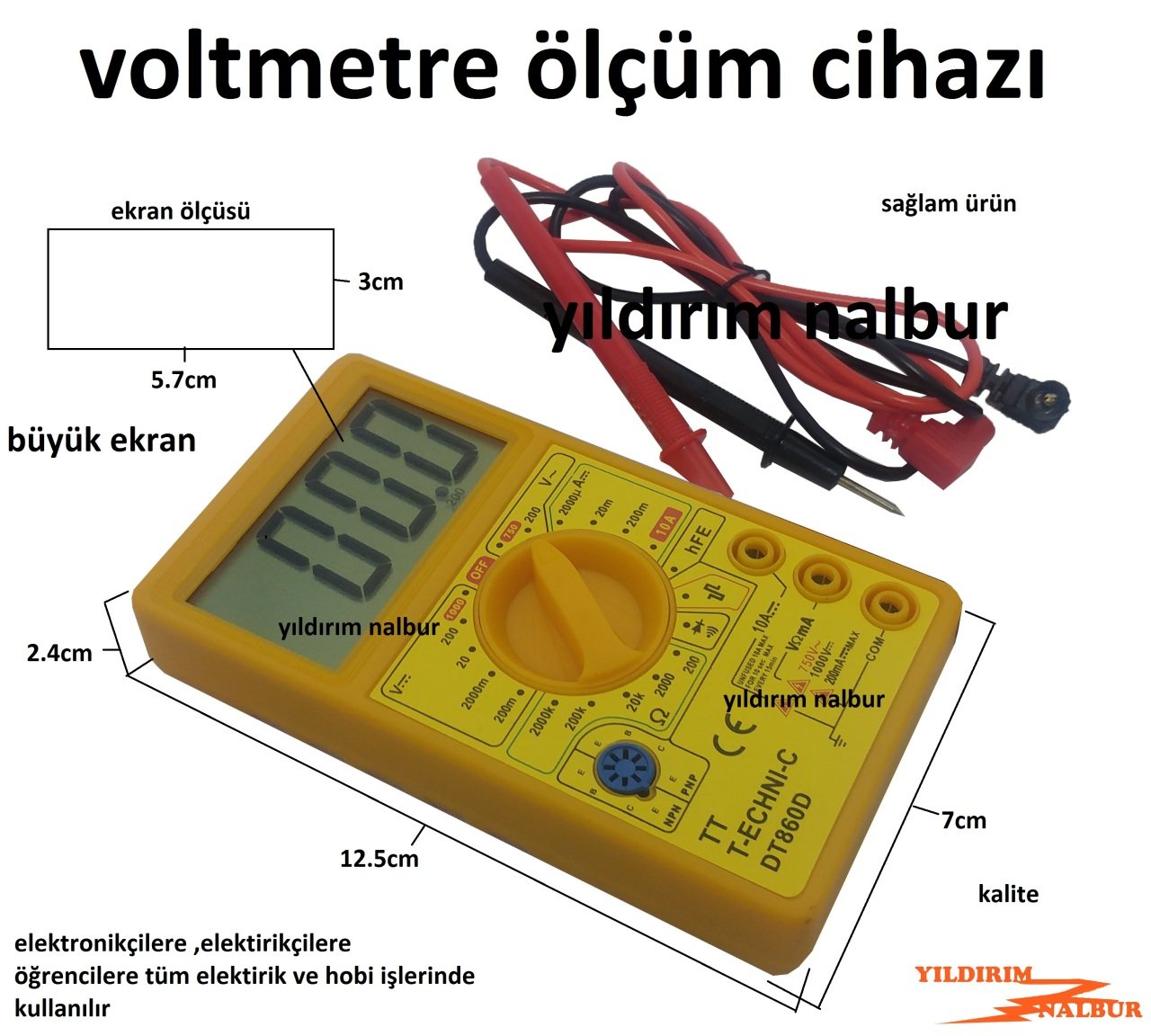 VOLTMETRE DİJİTAL ELEKTRİK ÖLÇER BÜYÜK EKRAN AMPER ÖLÇER SAAT