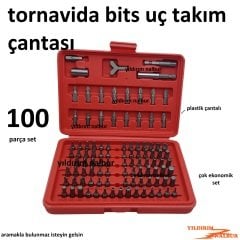 BİTS UÇ SETİ 100 PARÇA ÇANTALI TORNAVİDA UCU SETİ TORK ALYAN ÇATAL YILDIZ DÜZ V.S