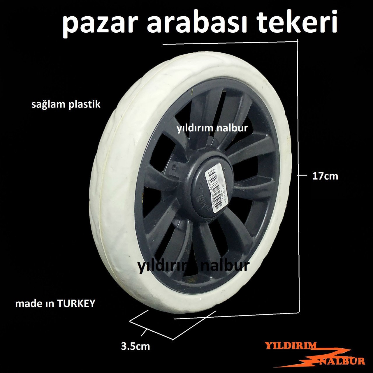 PAZAR ARABASI TEKERLEĞİ 17CM BÜYÜK BEYAZ RENK PAZAR TEKERİ