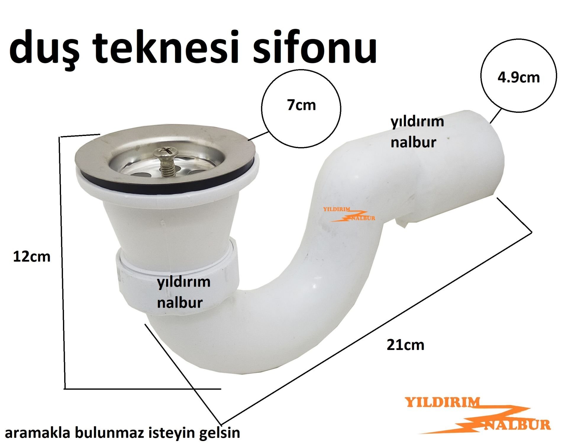 DUŞ TEKNESİ SİFONU 21 CM KÜVET SİFONU DUŞ GİDERİ DUŞ TROMPLEMİ KISA TİP KALİTE SAĞLAM