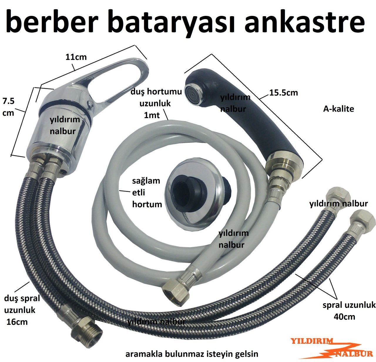 BERBER EVYE BATARYASI ANKASTRE TEZGAH ÜSTÜ BERBER DUŞ BATARYASI SET TAKIM