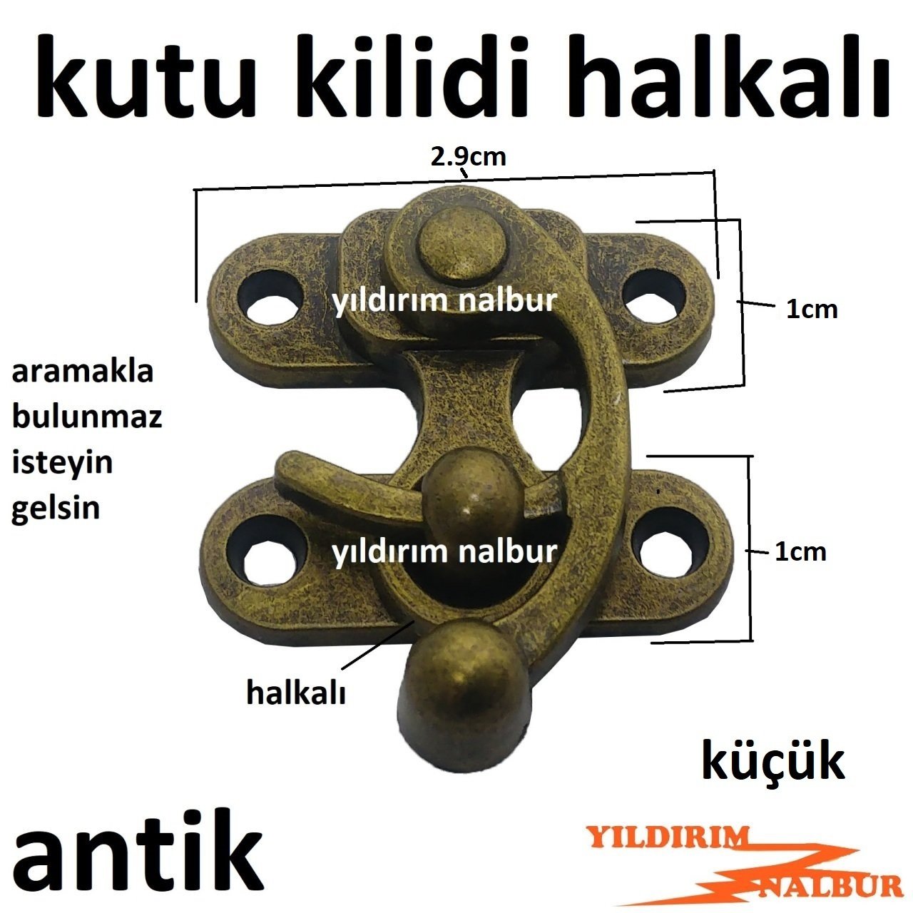 MİNİ KUTU KİLİDİ ANTİK HALKALI KLİPS KÜÇÜK BOY MODEL ESKİTME SANDIK KİLİDİ HOBİ KİLİT EMNİYET KİLİDİ