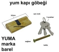 YUMA KAPI GÖBEĞİ SARI 68MM ÇELİK KAPI BAREL CERMAN