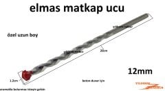 ELMAS MATKAP UCU 12MM BETON DUVAR DELME 20CM ÖZEL EBAT