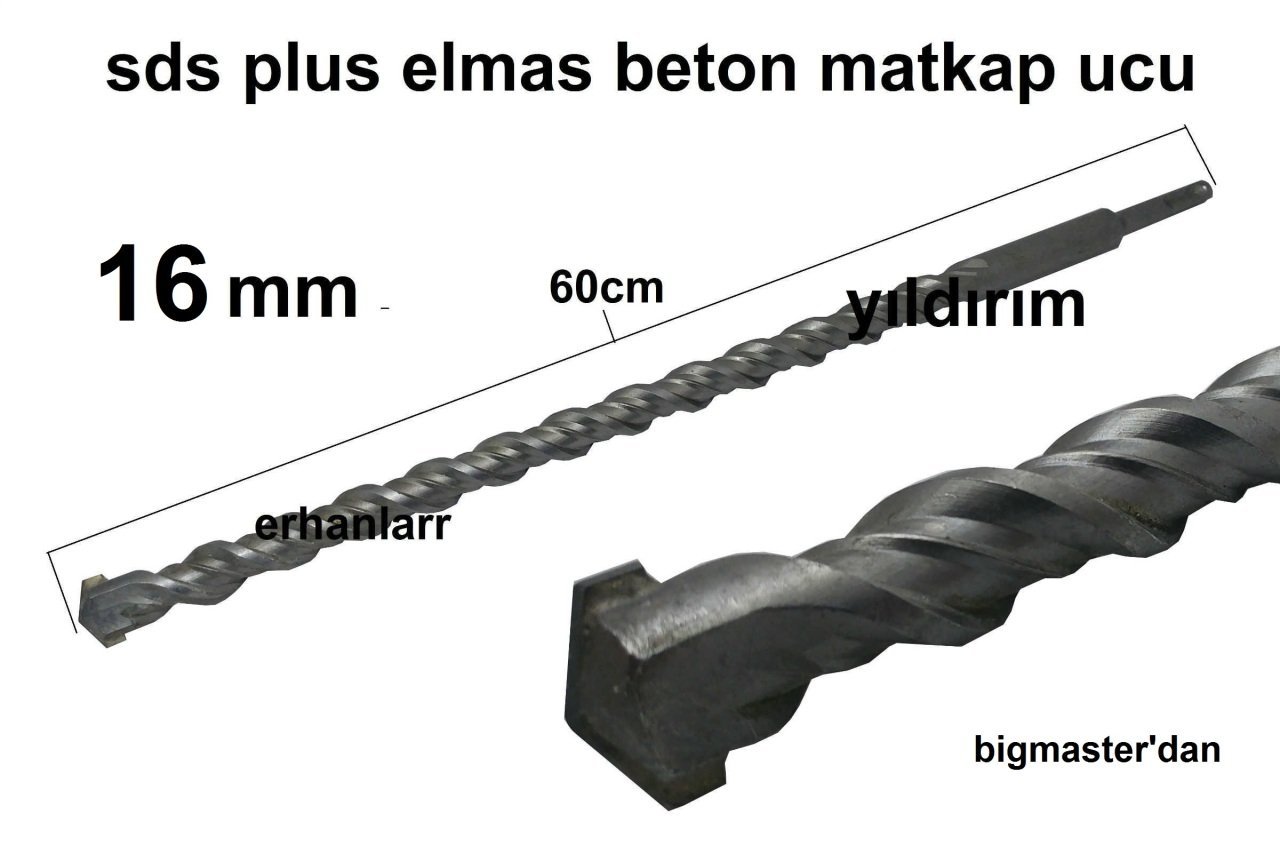 BETON DELME UCU SDS PLUS 16X600 MATKAP UCU KANALLI DUVAR DELME UZUN BOY 60 SANTİM 16