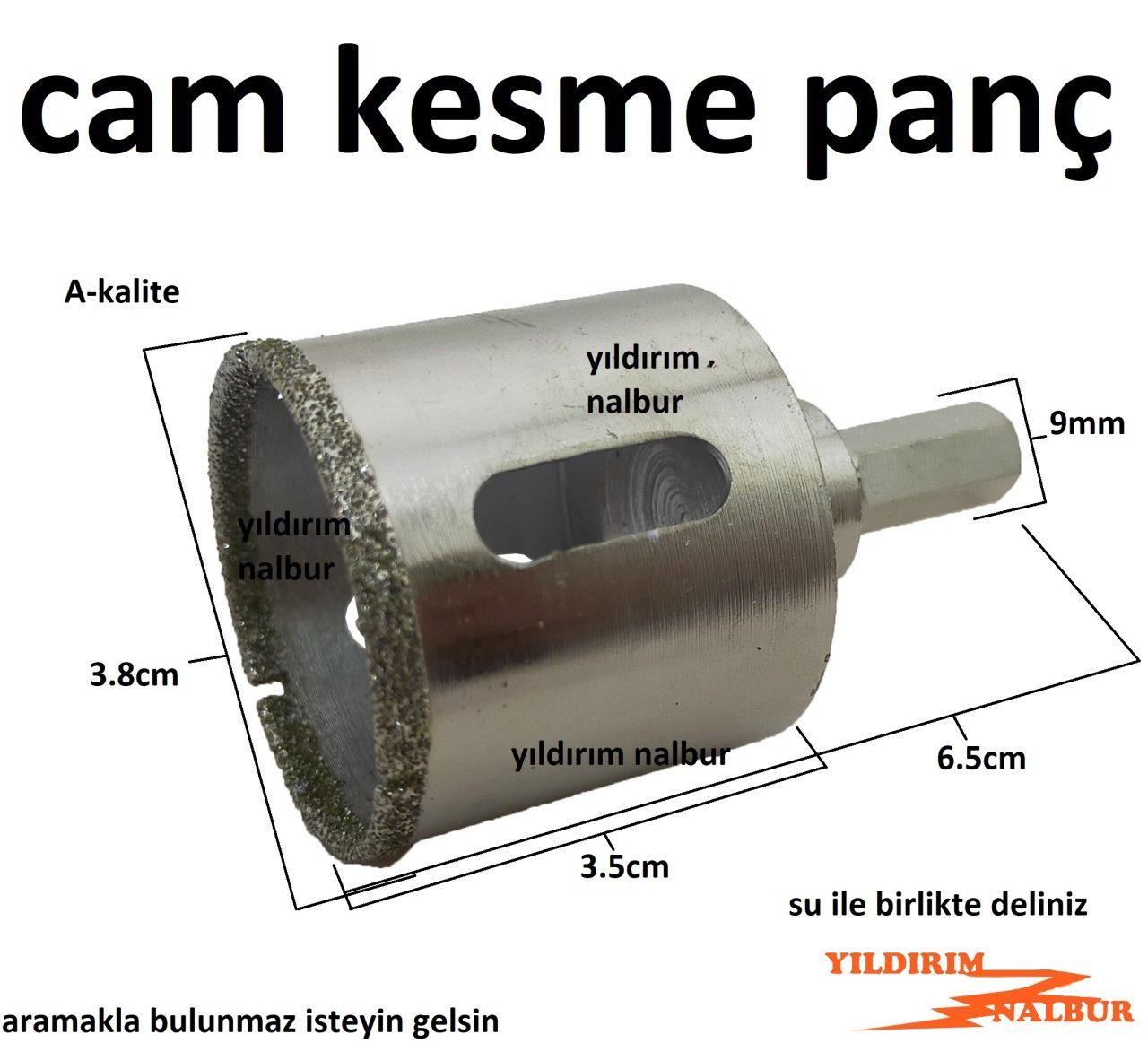 CAM DELME ELMAS PANÇ 38MM FAYANS DELME DELİK AÇMA PANÇ ÇELİK ELMAS PANÇ