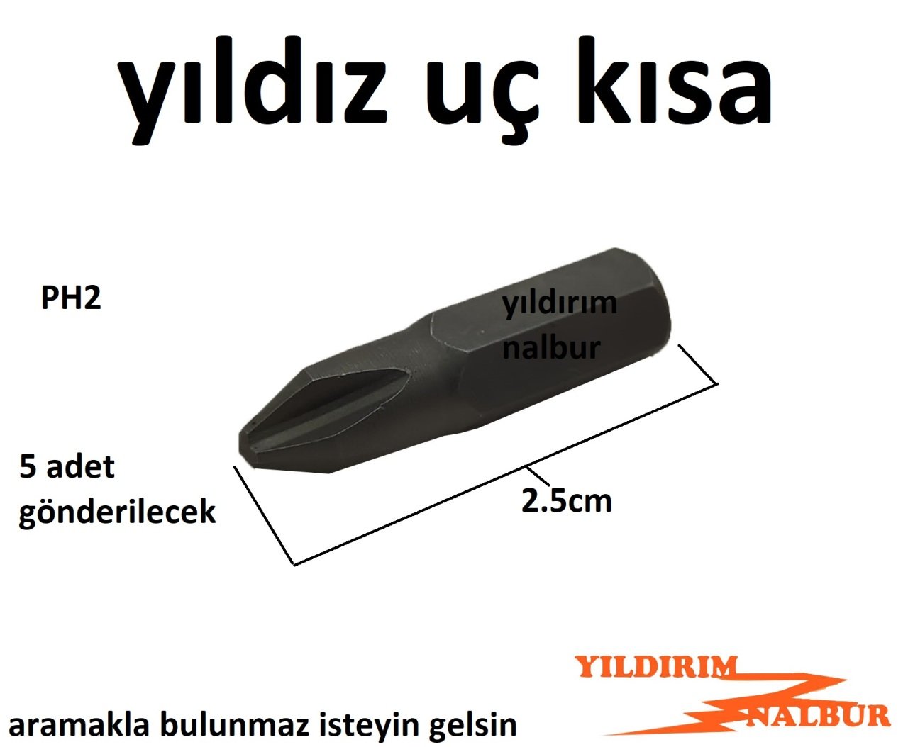 5 ADET BİTS YILDIZ UÇ 2.5CM PH2 KISA MODEL