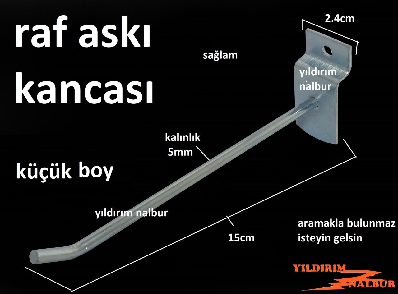 RAF ASKISI KANALA GEÇMELİ ASKI RAF KANCASI 15CM