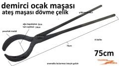 OCAK MAŞASI YUVARLAK MODEL 75CM UZUN DEMİRCİ KÖZ ATEŞ MAŞASI DÖVME KÖRÜK MAŞASI DUBLE YUVARLAK